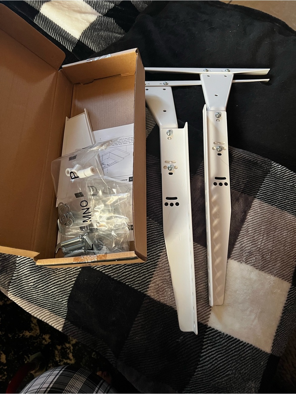 White Metal TV Stand Legs with Hardware - Unbranded